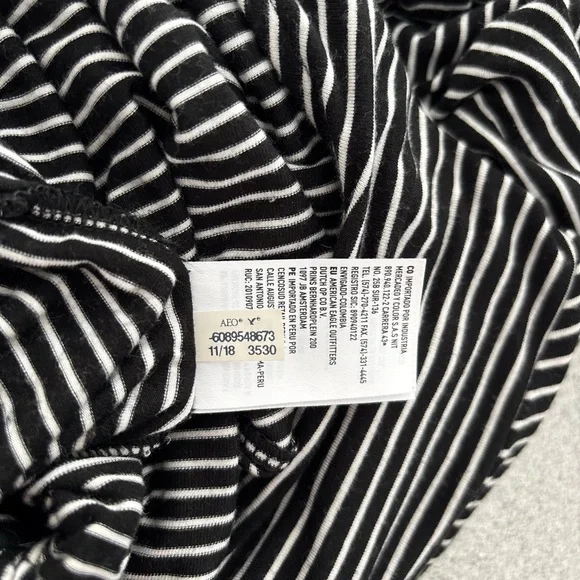 American Eagle Outfitters Black White Striped Jumpsuit  Stretchy Elastic Spring - Picture 7 of 12